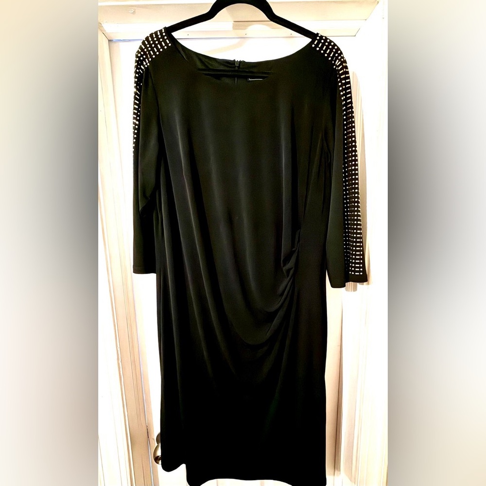 Jessica Howard Black Dress Size 18W Studded Sleeve Elegant Plus Size